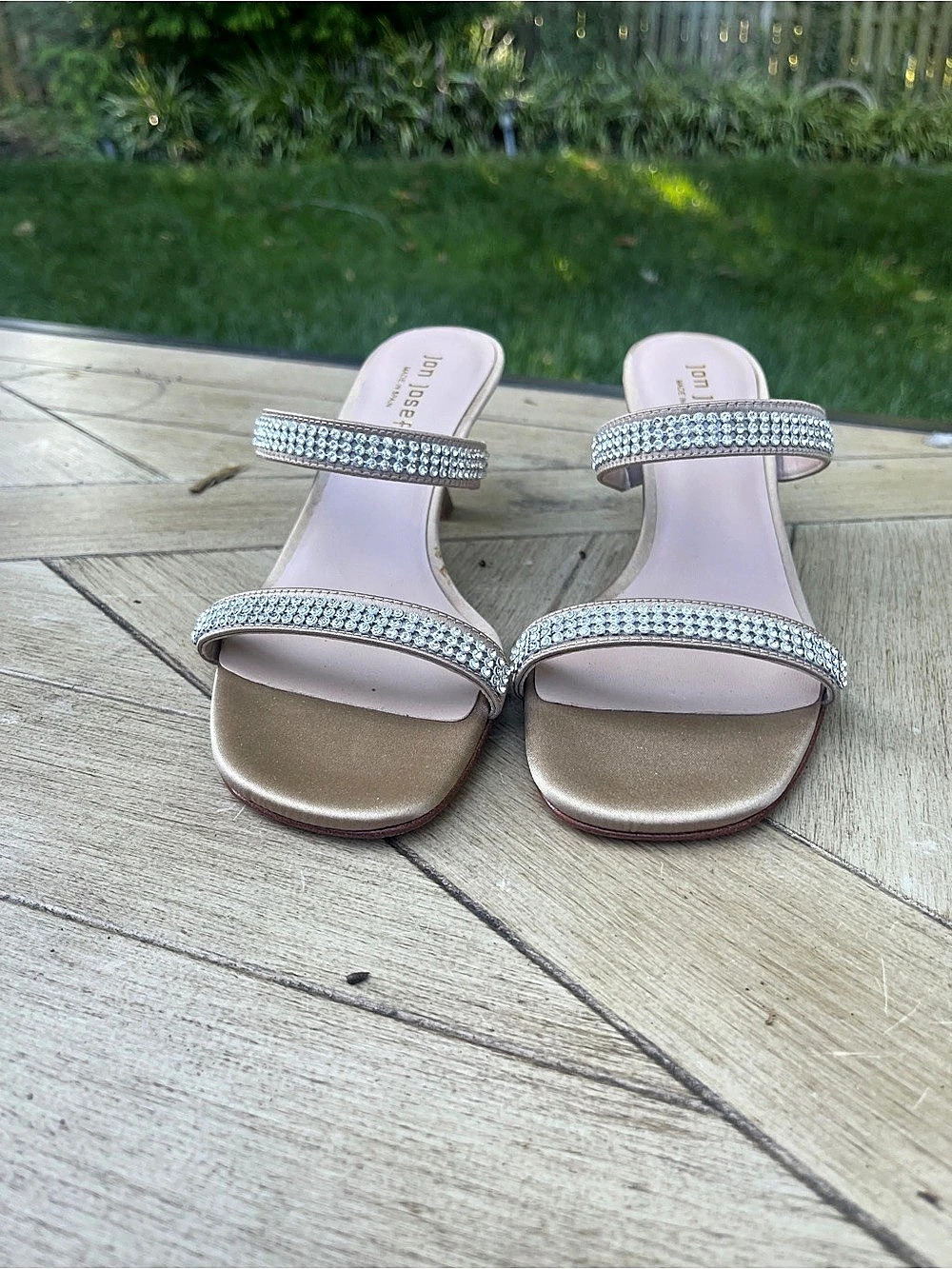 Jon Joseph Rhinestone Heels in Bronze US 8. NWOT! Never worn.